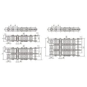 B serie rollenketting met rechte zijplaten