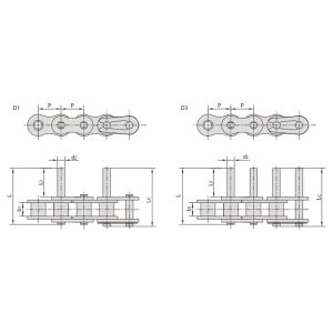 transportketting met korte steek en verlengd
